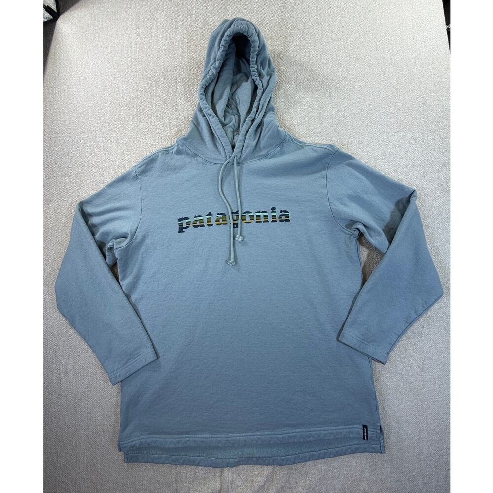 Patagonia Women Blue L Wildrise Long Sleeve Hoodie Outdoor Pullover Casual Top